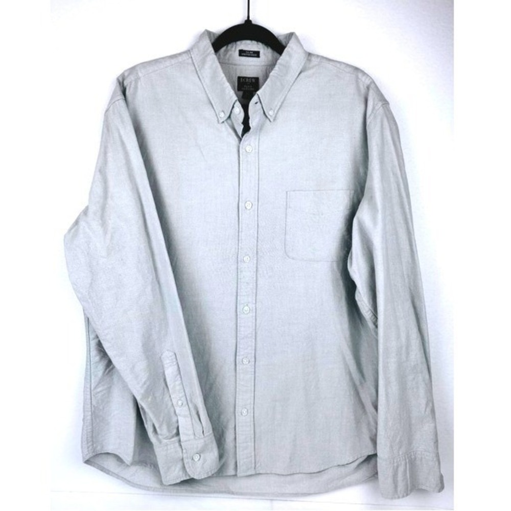 J.Crew Flex Oxford Classic Preppy Shirt Light Grey Slim Untucked Mens XL